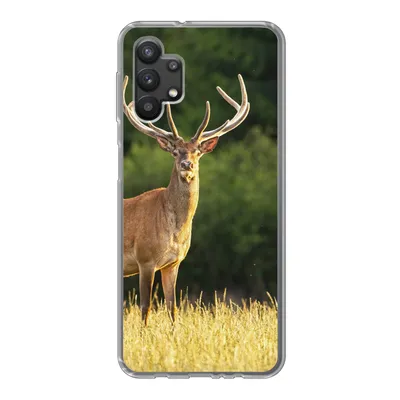 Produktbild von MuchoWow® Handyhülle Schutzhülle Hülle für Samsung Galaxy A32 5G Hirsch - Geweih - Gras - Natur - Tiere - Grün Silikon Softcase Handy Hülle - Softcase