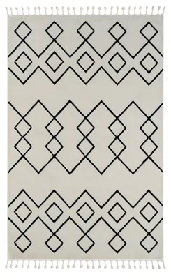 Obrázek produktu pro Koberec MY-RUG, Sofie, 290x200, bílý, koberec s vysokým vlasem, moderní, marocký design, nadýchaný měkký, skandinávský kosočtvercový vzor, obdélníkový tvar
