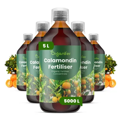 Obrázok produktu pre Calamondin, tekuté hnojivo, 5 x 1 liter – vzorec NPK 2-1-8 – pre citrusové rastliny – podporuje bohaté kvitnutie a tvorbu plodov – posilňuje korene a vitalitu – organické