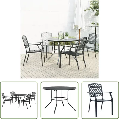 Productafbeelding van De Living Store tuinstoelset, 5-delig, stapelbaar, met poedercoating van staal