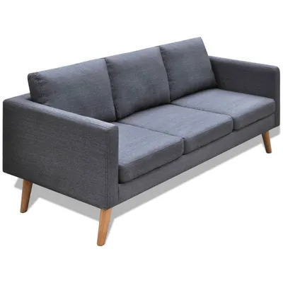 Produktbild von The Living Store Sofa 3-Sitzer Stoff Dunkelgrau
