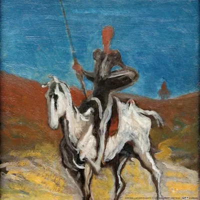 Obrázek produktu pro Honoré Daumier Art Print Obraz - Don Quijote a Sancho Panza, 1868 (40 x 40 cm)