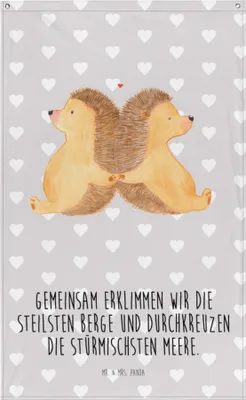 Produktbild von Mr. & Mrs. Panda Wandbild Igel händchenhaltend - Grau Pastell - Geschenk, Hängedeko, Lieblingsmensch, Textil, Wandbehang, Verliebt, Freundin, Beziehung, Tapisserie, Liebe