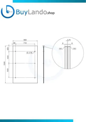 Produktbild von BuyLando (3L) 250x900 cm Grauglas Glasvordach inkl. Edelstahlhalter gebürstet