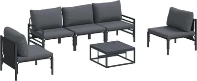 Produktbild von vidaXL Gartensofa-set 6 stk. Schwarz Stahl