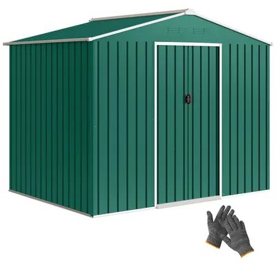 Image de Abri de jardin - Abri à outils en métal - 3,6 m² - 236 × 171 × 191 cm - Imperméable - Porte coulissante - Vert