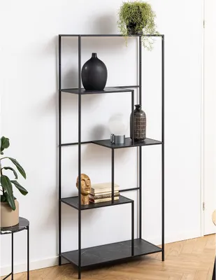 Image de Regal Finja Marmor Schwarz 72 x 32 x 170 cm