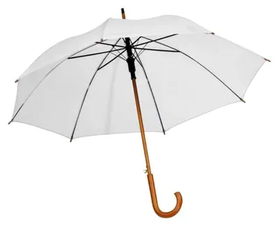 Produktbild von Automatischer Regenschirm mit Holzgriff / Farbe: weiß
