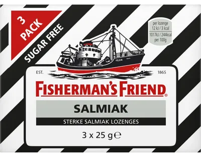 Zdjęcie produktu dla Fisherman's Friend amoniakowy bez cukru 75g - mocne, bezcukrowe cukierki amonowe