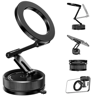 Magnetischer Auto-Handyhalter, Vakuum-Saugnapf, 360° drehbar