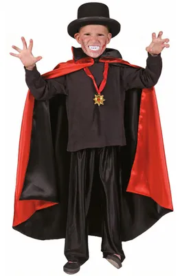 Produktbild von Vampir Dracula Umhang für Kinder | Schwarz Roter Wendeumhang Größe: 128