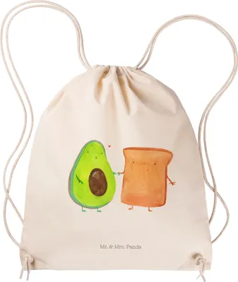 Produktbild von Mr. & Mrs. Panda gym tasche Avocado Toast - Transparent - Geschenk, wander rucksack, Pärchen, mit kordel, turnbeutel baumwolle, Liebe, Freundin, Jutebeutel