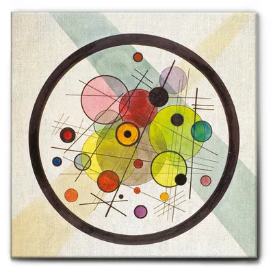 Immagine prodotto di Giallobus - Studio per cerchi nel cerchio - Vassily Kandinsky - 35L x 35l cm - Quadro - Tela Canvas Telaio Premium Alto Spessore