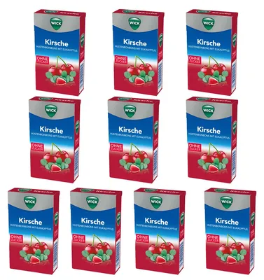 Image de WICK cerise et eucalyptus pastilles pour la gorge sans sucre 46g paquet de 10
