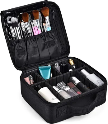 Produktbild von Kosmetiktasche Portable Reise Make Up Tasche,Professionelle MakeUp Organizer Tasche Schmink Aufbewahrung Kosmetische Box Wasserdicht Artist Schminktasche Make-up Train Case mit Einstellbaren Teiler