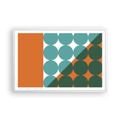 Produktbild von Gerahmtes Poster - Weißer Rahmen - Koliken Türkis Orange - 91,5x61 cm - Wand Bild - Wanddeko - Wandbilder - Kunstposter - Wandposter - Bilderrahmen - Bilder - Kunstdruck - P2WAA91x61-4606