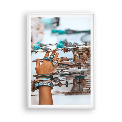 Produktbild von Gerahmtes Poster - Weißer Rahmen - Hand Schmuck ethnisch - 70x100 cm - Wand Bild - Wanddeko - Wandbilder - Kunstposter - Wandposter - Bilderrahmen - Bilder - Kunstdruck - P2WPA70x100-5107