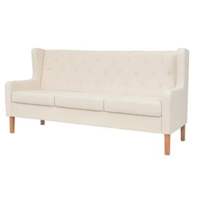 Image de vidaXL Ensemble de canapés 2 pièces tissu blanc crème