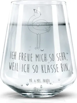 Produktbild von Mr. & Mrs. Panda Glas Flamingo Stolz - Transparent - Geschenk, Mama, Tochter, Trinkglas, Becherglas, Freundin, Selbstliebe, Rosa, Wasserglas, Tumbler, Glasbecher