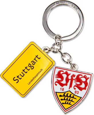 Produktbild von VfB Stuttgart Schlüsselanhänger Stadtschild Wappen aus Metall in Gelb für Fußball Fans
