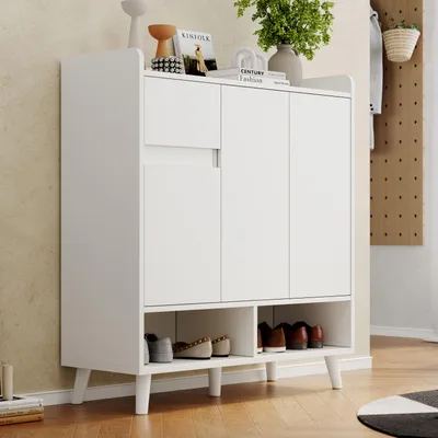 Produktbild von Fortuna Lai Kommode / Sideboard / Schuhschrank mit verstellbaren Einlegeböden – Minimalistischer Home Organizer mit Massivholzbeinen – Maße: H99 cm x B90 cm x T35 cm