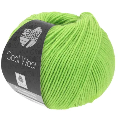 A ball of green yarn with a label.