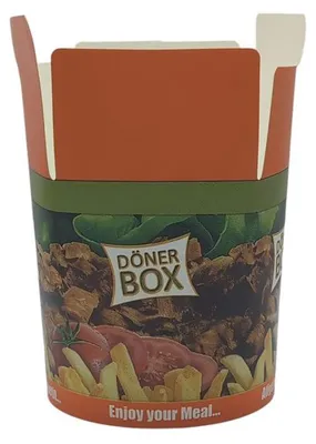 Produktbild von 50 Döner Kebab Boxen 750 ml – Neutralmotiv bedruckt, Faltboxen, Pommesboxen