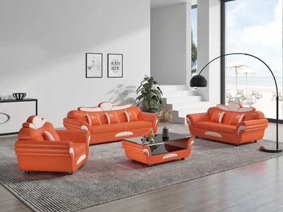 Produktbild von Sofagarnitur 321 Sitzer Sofas Orange JVmoebel
