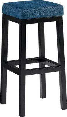 Produktbild von CLP Barhocker Taylor mit schwarzem Metallgestell Sitzhöhe 83 cm | Farbe blau Material Stoff