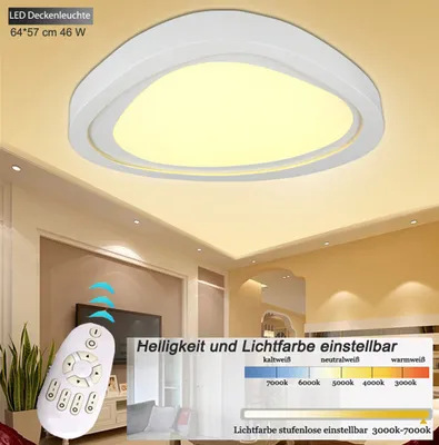 Image de Plafonnier LED 2111 Blanc avec télécommande Couleur de lumière/luminosité réglables