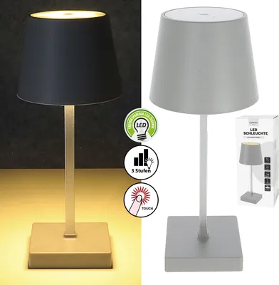 Produktbild von LED Tischleuchte grau 17 LEDs 8,5x26cm ABS PS Touchfunktion batteriebetrieben warmweiß 3 Helligkeitsstufen 25 Lumen Tischbeleuchtung