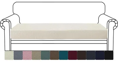 Produktbild von Stretch Sofa Sitzkissenbezug rutschfest CremeWeiß 3 Sitzer