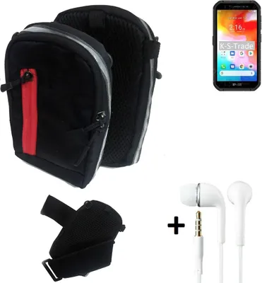 Produktbild von K-S-Trade Outdoor Gürteltasche Holster Umhängetasche + Kopfhörer kompatibel mit Ulefone Armor X7 schwarz Handy Tasche Case travelbag Schutzhülle