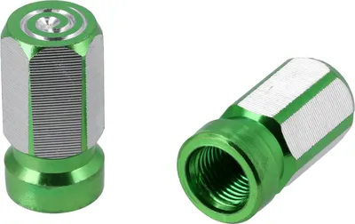 Produktbild von Set: 2x Ventilkappe "Hexagon", Grün eloxiert