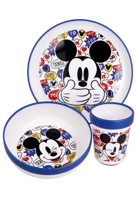 Immagine prodotto di Set di stoviglie per bambini Mickey Mouse: piatto, ciotola e tazza 3 pezzi, senza BPA