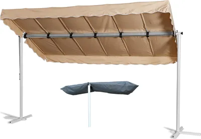 Produktbild von Grasekamp Standmarkise Dubai Beige 375x225cm mit Schutzhülle Terrassenüberdachung Raffmarkise Mobile Markise Ziehharmonika