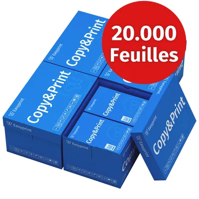 Image de Easyprint Papier d'impression Papier à copier 20000 feuilles 40 x 500 A4 Premium extra-blanc CIE 160 Vainqueur du test PEFC Certificat environnemental