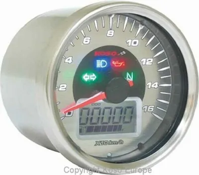 Produktbild von KOSO Tachometer D64-S LCD GP Style rund universal verchromt