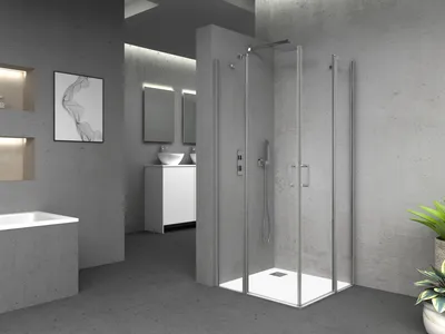 Obrázok produktu pre Sprchový kút 90x90 MARWELL Neptun II chrómový rohový vstup - 90x90x195cm - sklenená sprcha s rohovým vstupom - s oto?nými dverami - vysokokvalitné hliníkové profily