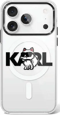 Zdjęcie produktu dla KARL LAGERFELD case passend für IPHONE 17 Pro compatible with MagSafe KLHMP17LHGCHGKBT (IML Choupette Sketch Logo) transparent