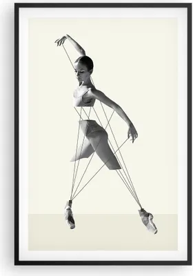 Produktbild von Gerahmtes Poster - Schwarzer Rahmen - Surreal Ballerina Marionette - 61x91,5 cm - Wand Bild - Wanddeko - Wandbilder - Kunstposter - Wandposter - Bilderrahmen - Bilder - Kunstdruck - P2BPA61x91-4812