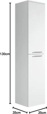 Immagine prodotto di Mobile da bagno alto 130 cm, bianco, con ripiano