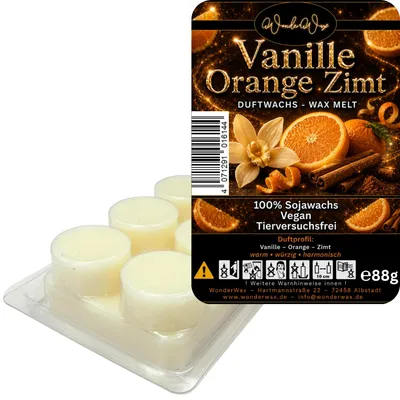 Produktbild von WonderWax Duftwachs Wax Melts für Duftlampe, 6 Kreise Duftmelt Wachsmelt Sojawachs Duftwachs Würfel für Raumdüfte, Wachs Duftöl Winter Indoor Schmelzen für Aromalampe Spicy Vanille Orange Zimt