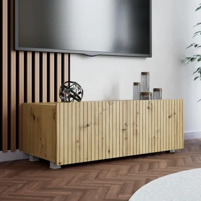 Produktbild von RAVIO TV Schrank Kolder 100 cm Kompakter RTV Schrank mit geriffelte Fronten hängend oder stehend TV-Lowboard (Artisan Eiche)