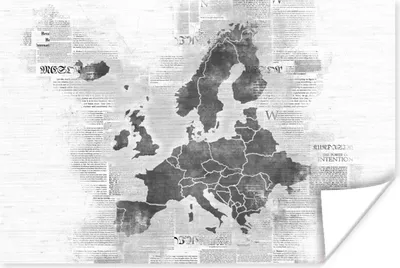 Produktbild von MuchoWow® Poster Eurocard auf Zeitungspapier - schwarz und weiß 180x120 cm - Fotoplakat