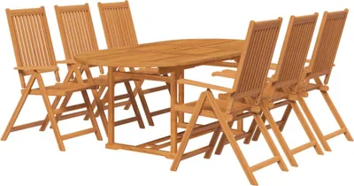 Produktbild von vidaXL 7-tlg. Garten-Essgruppe Massivholz Akazie 150-200 cm