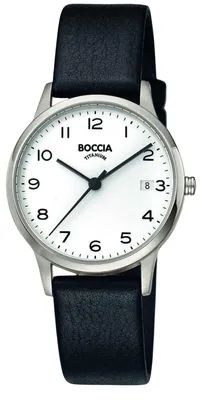 Produktbild von Boccia Titanium 3310-01 Uhr Damenuhr Lederarmband Datum schwarz