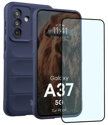 Produktbild von Robuste Handyhülle + gehärtetem Glas für Galaxy A37 5G, Bizon Tur Pack, Dunkelblau