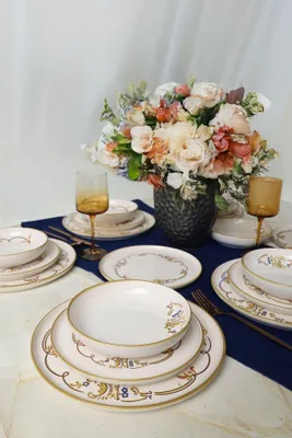 Produktbild von Keramika Geschirrset  - Bronze Bloom - 18 teilig - 6 Personen - Steingut
