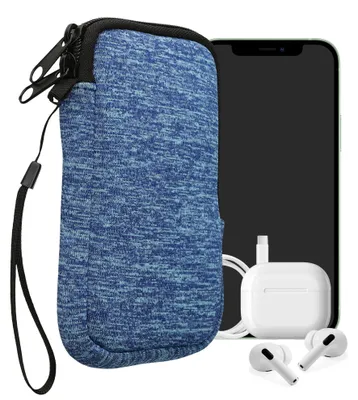 Produktbild von kwmobile Neopren Handytasche für Smartphones M - 5,5" - Handy Tasche mit Reißverschluss - Handyhülle universal Meerblau Hellblau